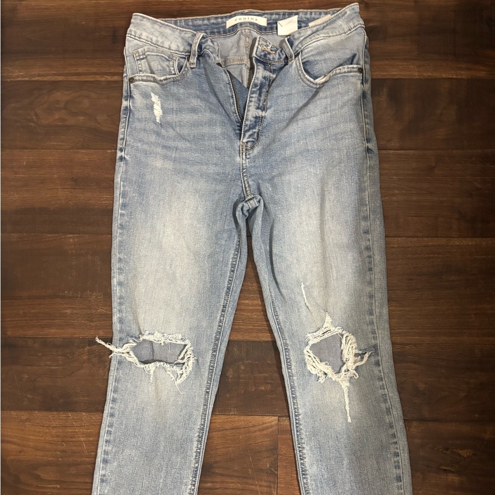 Eunina Light Blue Distressed Skinny Jeans